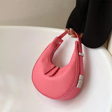 Half-Moon PU Leather Underarm Handbag for Women