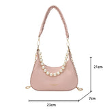 Half-Moon Small PU Leather Crossbody Bag For Women Chain Armpit Shoulder Handbag