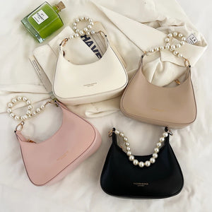 Half-Moon Small PU Leather Crossbody Bag For Women Chain Armpit Shoulder Handbag