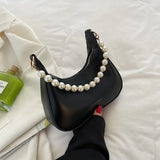 Half-Moon Small PU Leather Crossbody Bag For Women Chain Armpit Shoulder Handbag