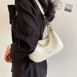 Half-Moon Small PU Leather Crossbody Bag For Women Chain Armpit Shoulder Handbag