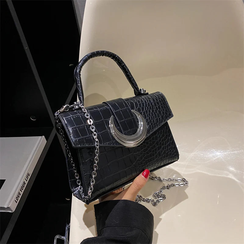 Crocodile Pattern Women Shoulder Bag Chain Messenger Clutch Purse