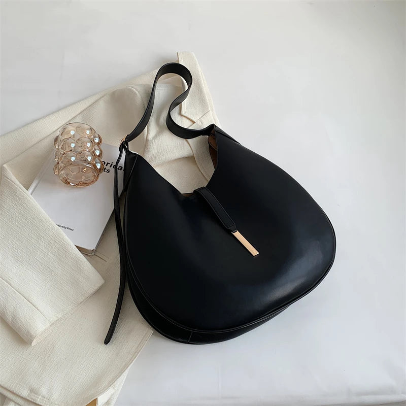 Half Moon High PU Shoulder Side Bags for Women Large Crossbody Bags