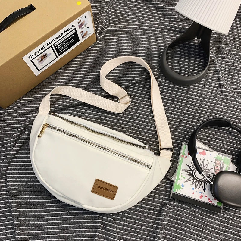 Half Moon Nylon Crossbody Bag For Women Saddle Handbag Large Capacity