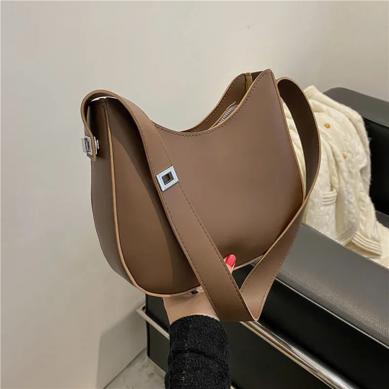 Half-Moon Shoulder Bag Vintage Solid Armpit Shoulder Bag Portable Handbag Totes