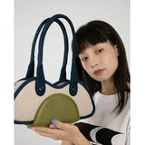 Half-Moon Shoulder Underarm Bag PU Leather Armpit Bag Retro Crossbody Bag