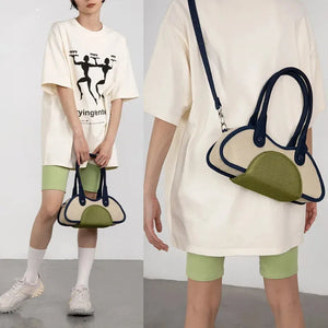 Half-Moon Shoulder Underarm Bag PU Leather Armpit Bag Retro Crossbody Bag