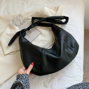 Half-Moon Small PU Leather Crossbody Bag for Women