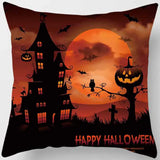 Halloween Bat Cats Pumpkin Pillow Cases Short Plush Two Sides Printed Pattern