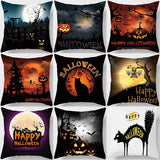 Halloween Bat Cats Pumpkin Pillow Cases Short Plush Two Sides Printed Pattern