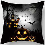 Halloween Bat Cats Pumpkin Pillow Cases Short Plush Two Sides Printed Pattern