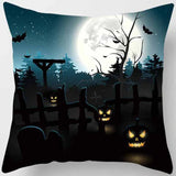 Halloween Bat Cats Pumpkin Pillow Cases Short Plush Two Sides Printed Pattern