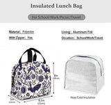 Halloween Bat Flower Insulated Lunch Bag Tote Cooler for Women