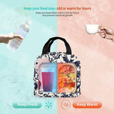 Halloween Bat Flower Insulated Lunch Bag Tote Cooler for Women