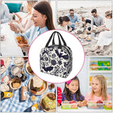 Halloween Bat Flower Insulated Lunch Bag Tote Cooler for Women