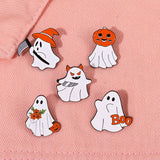 Halloween Boo Enamel Pins Funny Pumpkin Death Brooches Bag Lapel Button Badges