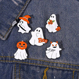 Halloween Boo Enamel Pins Funny Pumpkin Death Brooches Bag Lapel Button Badges