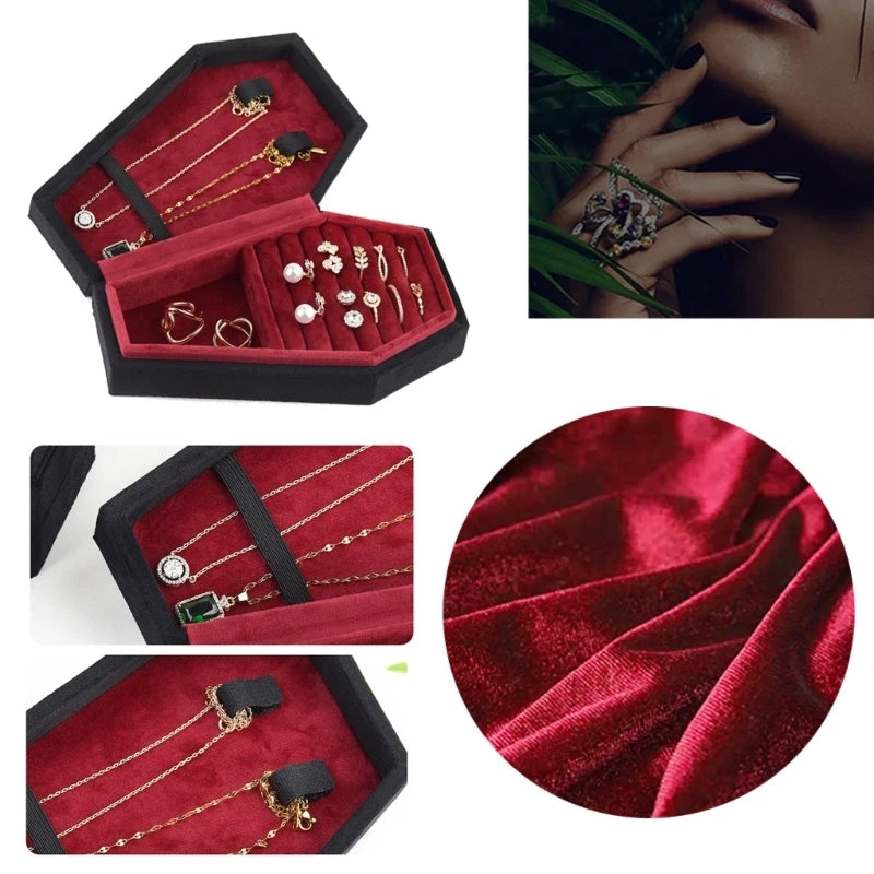 Halloween Coffin Shape Jewelry Box Earrings Ring Necklace Display