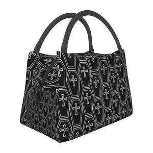 Gothic Coffin Pattern Lunch Bag Insulated Thermal Bento Box