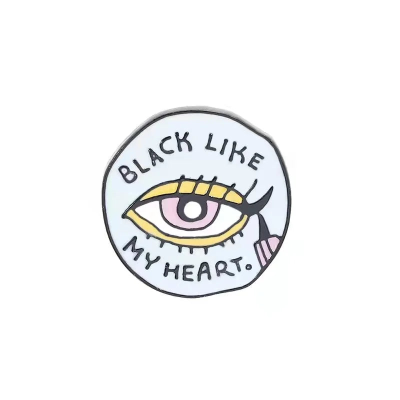 Halloween Enamel Pins Eye Pocket Watch Tongue Lip Coat Face Brooches