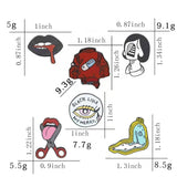 Halloween Enamel Pins Eye Pocket Watch Tongue Lip Coat Face Brooches