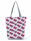 Halloween Floral Skull Print Handbags Eco Reusable Shopping Bags