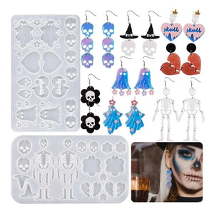 Geometric Skull Love Earring Resin Mold for DIY Crafts