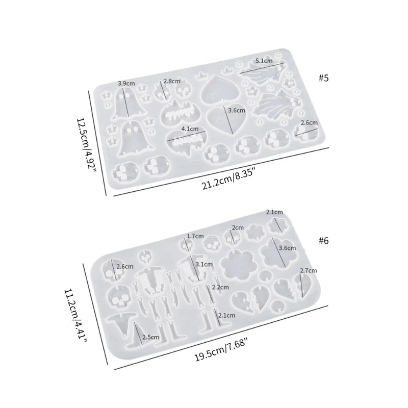 Geometric Skull Love Earring Silicone Mold for Crafts