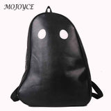 Funny Halloween Ghost College Backpack PU Leather Student Knapsack