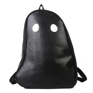Funny Halloween Ghost College Backpack PU Leather Student Knapsack