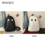 Funny Halloween Ghost College Backpack PU Leather Student Knapsack