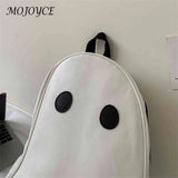 Funny Halloween Ghost College Backpack PU Leather Student Knapsack