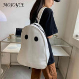 Funny Halloween Ghost College Backpack PU Leather Student Knapsack