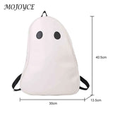 Funny Halloween Ghost College Backpack PU Leather Student Knapsack