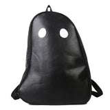 Funny Halloween Ghost College Backpack PU Leather Student Knapsack