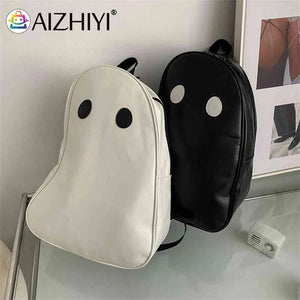 Halloween Ghost College Backpacks PU Leather School Bags