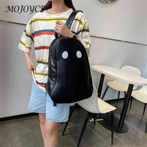 Halloween Ghost College Backpacks Women Men Harajuku Student Book Bag PU Leather