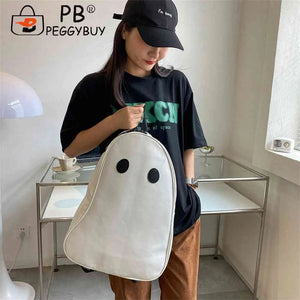 Ghost College Backpack PU Leather Shoulder Bag