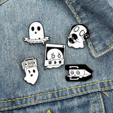 Halloween Ghost Enamel Pins Pumpkin Lapel Pins Cartoon Witch Breast Brooches