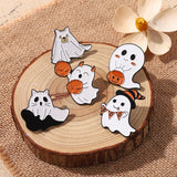 Halloween Ghost Enamel Pins Pumpkin Lapel Pins Cartoon Witch Breast Brooches
