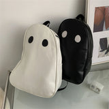Halloween Ghost Shoulder Backpack Student Knapsack PU Leather Rucksack