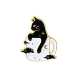 Ghost Cats Enamel Pins Kitten in Mug Cup Brooches Girls Jewelry