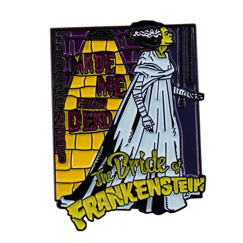 Halloween Horror Bride of Frankenstein Enamel Pins Brooch