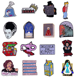 Halloween Horror Movies Enamel Pins Funny Anime Figure Metal Cartoon