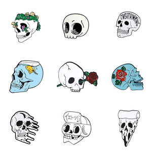 Gothic Halloween Skull Enamel Brooches Pins Collection