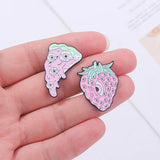 Halloween Pink Tombstone Snail Enamel Lapel Pins Brooches