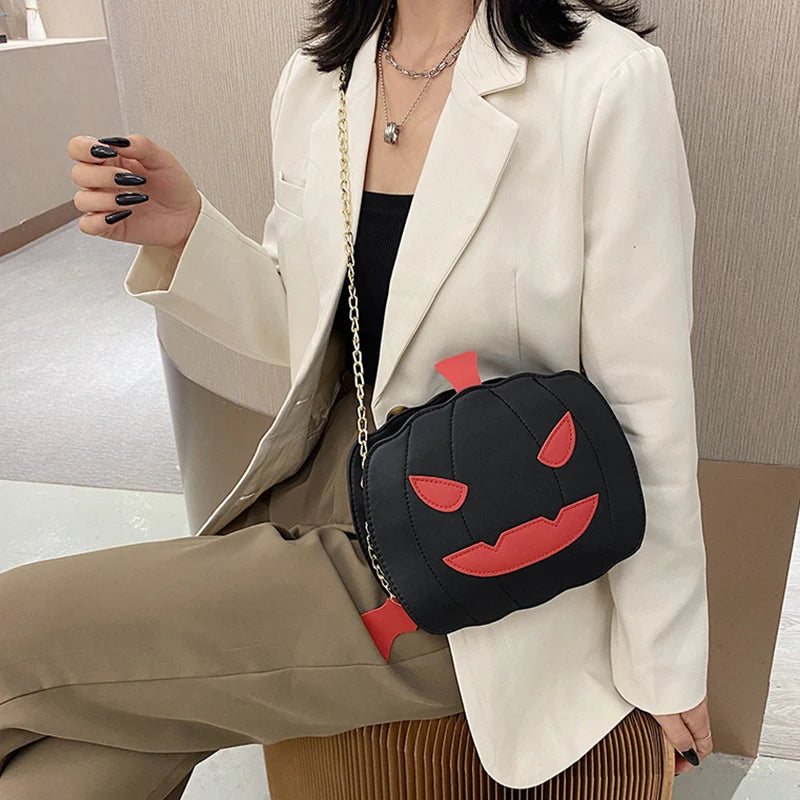 Halloween Pumpkin Shoulder Bag Gothic Crossbody Messenger Totes