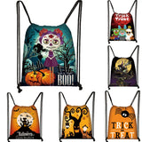 Halloween Pumpkin Drawstring Bag Boys Girls Mini Backpack Spirit Spider