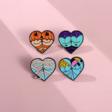 Halloween Sexy Butts Enamel Pins Heart Shaped Cosplay Brooches