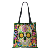 Vintage Women Skull Horror Eco Large Capacity Canvas Tote Bag